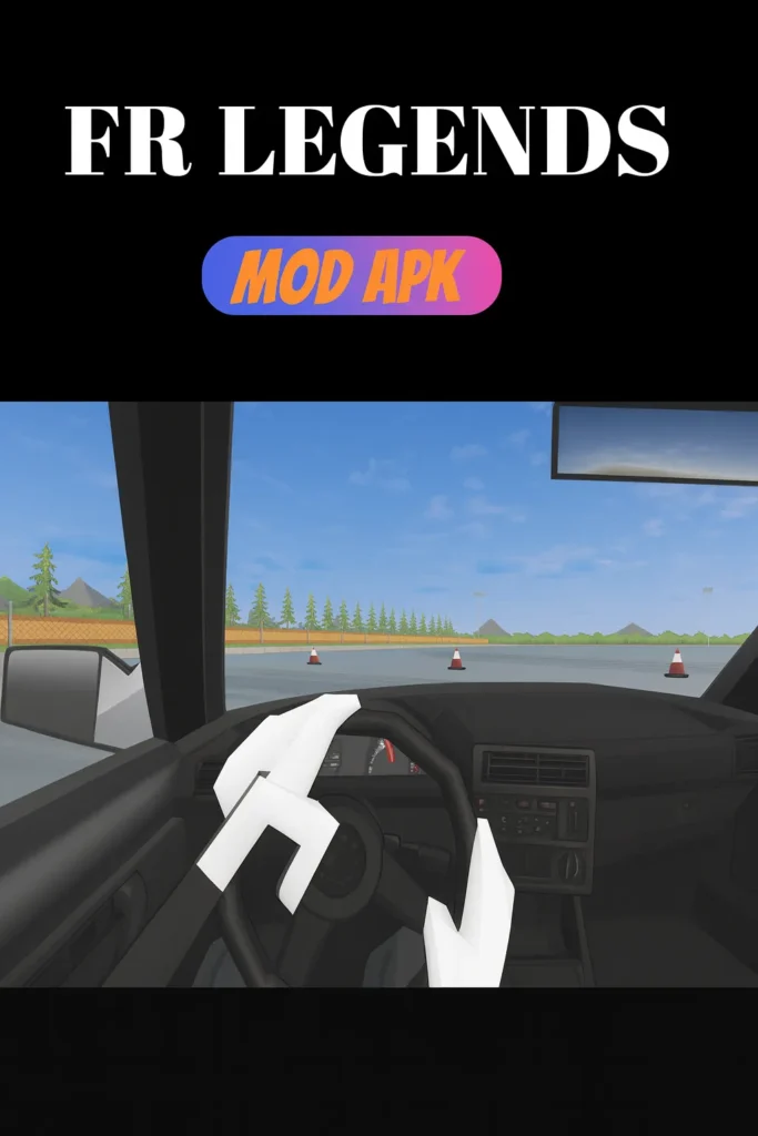 FR Legends Mod APK first-person driving view from inside the car during a drift practice session